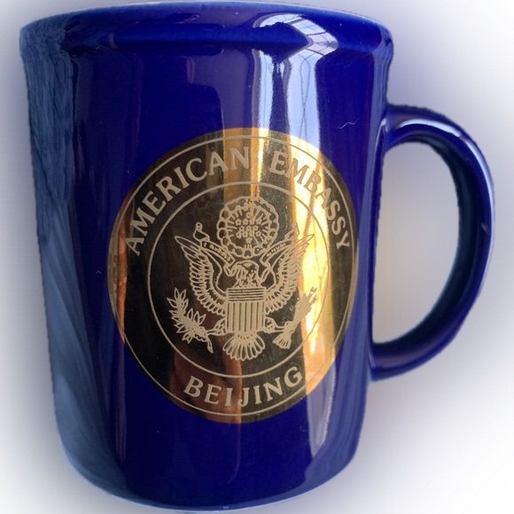 American Embassy in Beijing, China Mug Navy Blue with Gold Seal, Diplomatic - Picture 1 of 6